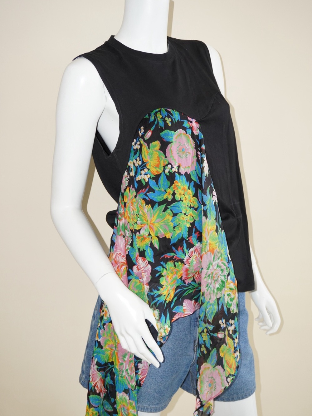 MSGM Floral Sleeveless Accent Draped Blouse - Size Small